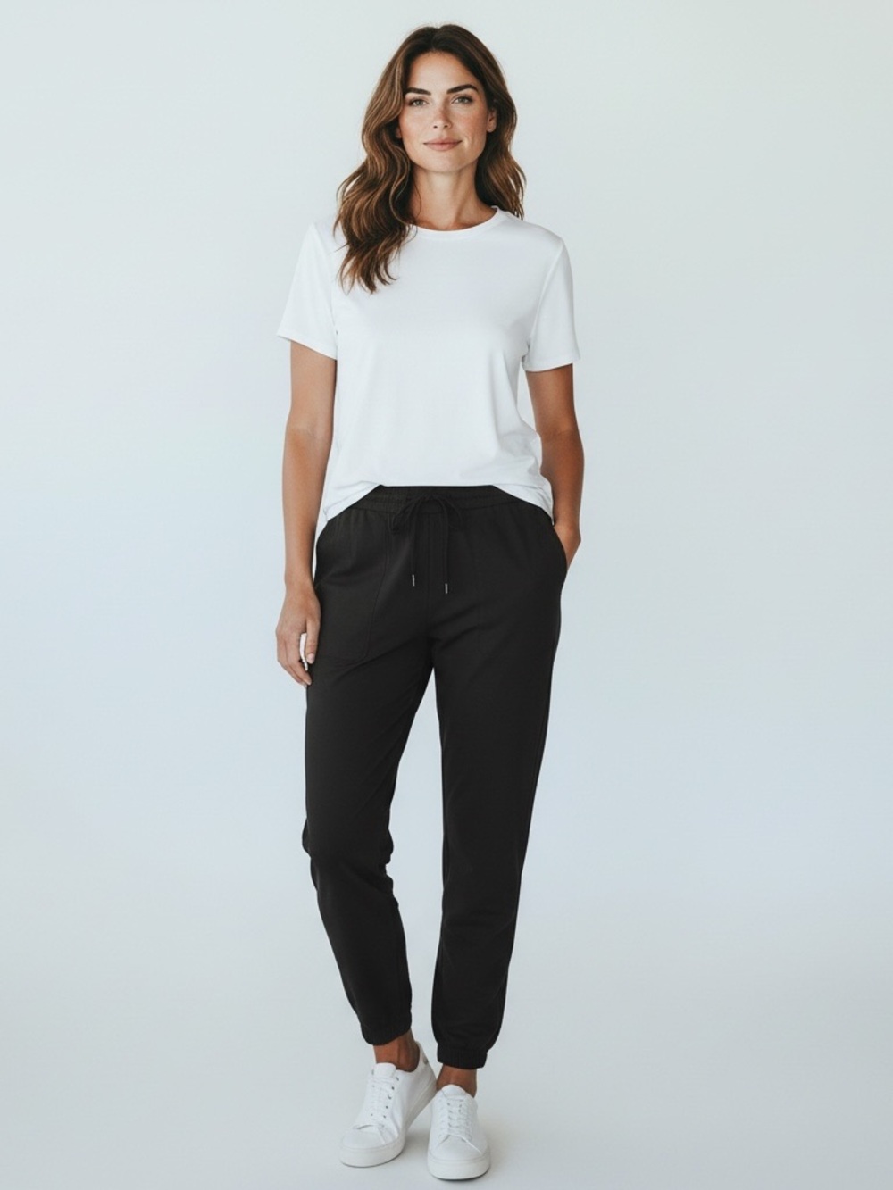 DKNY Sport Black Jogger Pants Women's Medium Drawstring Stretch Lounge